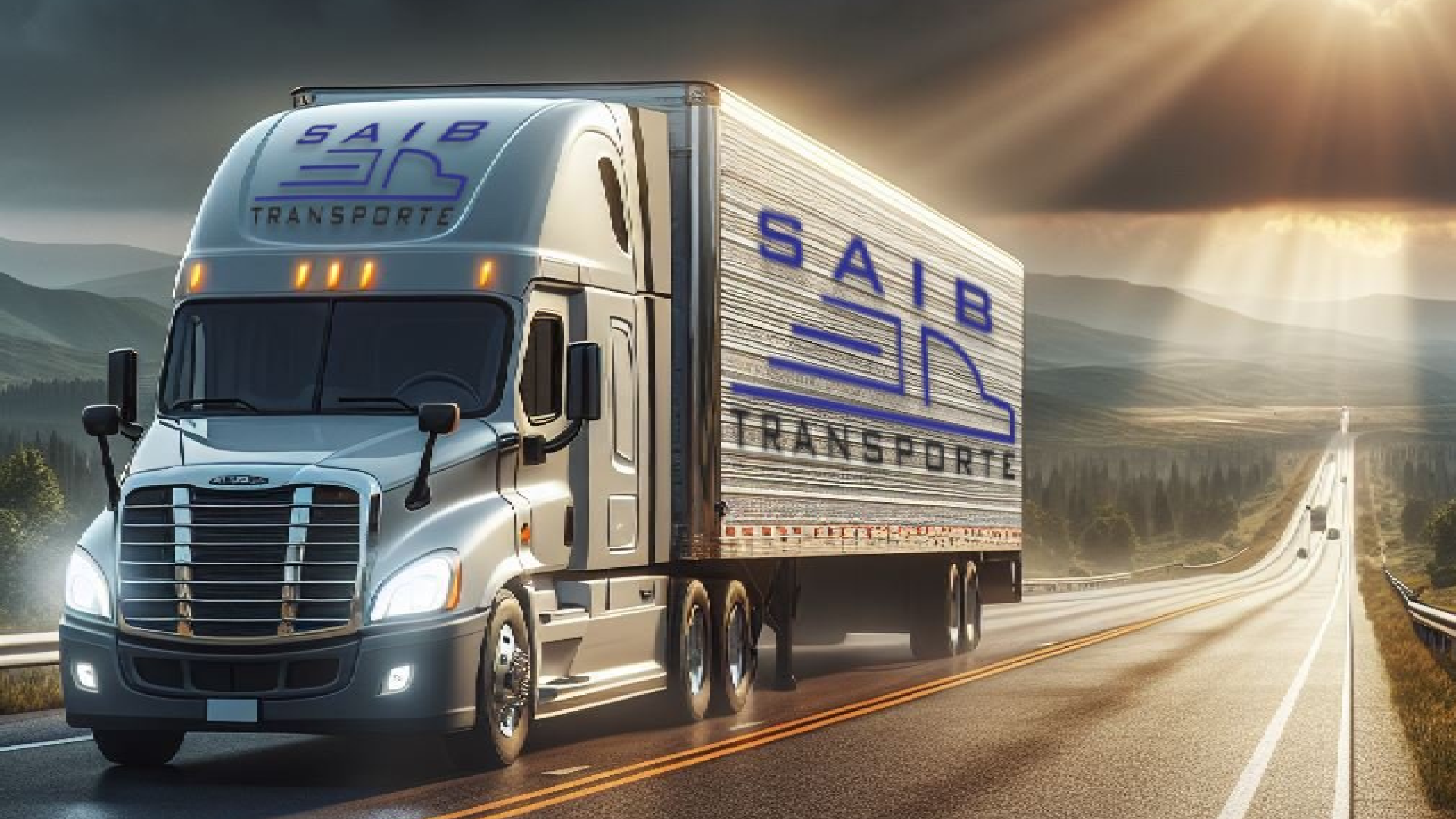 Trailer de la empresa SAIB TRANSPORTES entregando una mercancía